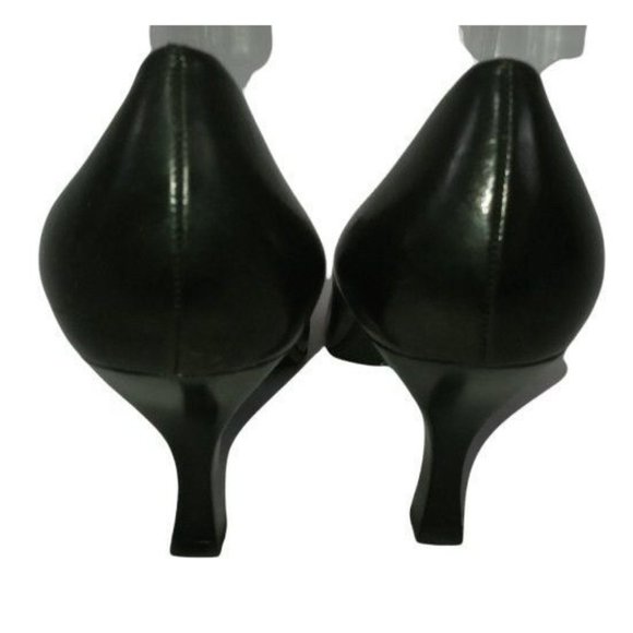 Franco Sarto Shoes, Square Toe, Black Vegan Leather, Stitching Design, High Heel - Picture 7 of 10